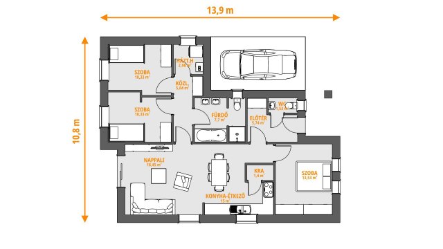 Eladó családi ház, Kecskeméten, Ág utcában 62.9 M Ft, 3 szobás