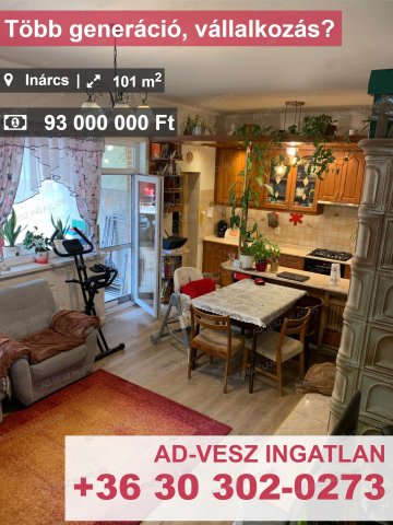 Eladó családi ház, Inárcson 93 M Ft, 4 szobás