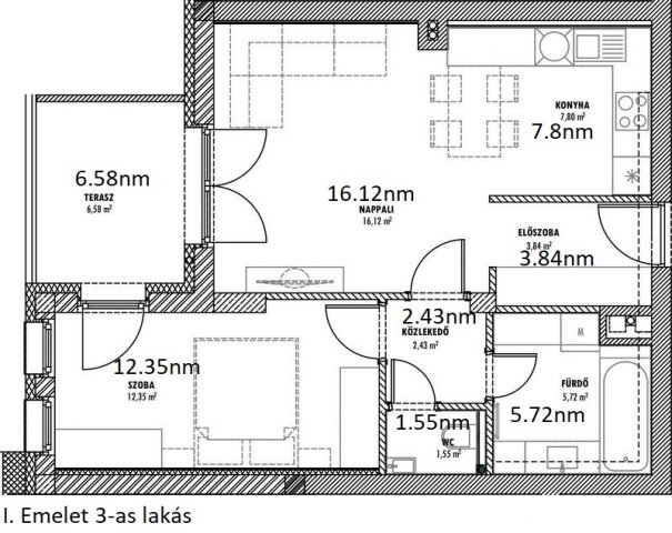 Eladó téglalakás, Érden 62.9 M Ft, 2 szobás