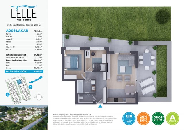 Eladó téglalakás, Balatonlelleén 89.99 M Ft, 3 szobás