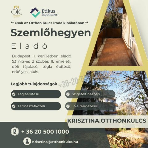 Eladó téglalakás, Budapesten, II. kerületben 74.2 M Ft, 2 szobás