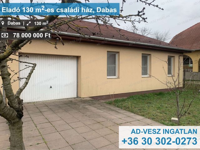 Eladó családi ház, Dabason 78 M Ft, 2+1 szobás