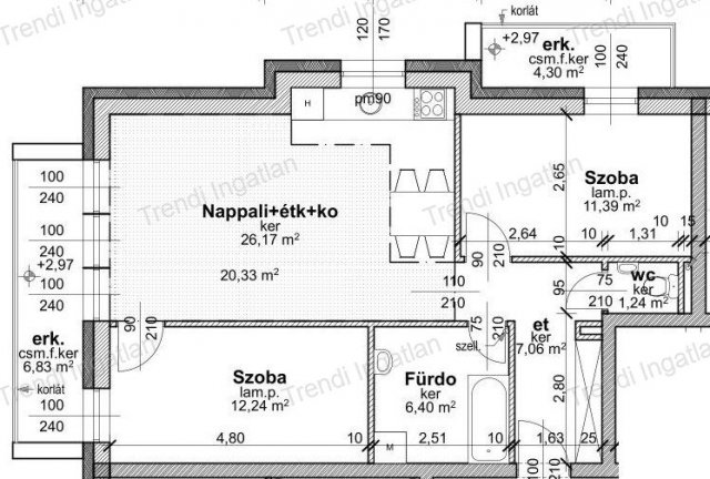 Eladó téglalakás, Vámosszabadin 59.99 M Ft, 3 szobás