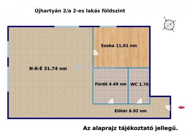 Eladó téglalakás, Újhartyánon 46.5 M Ft, 1+1 szobás