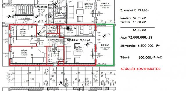 Eladó téglalakás, Sopronban 72 M Ft, 1+2 szobás