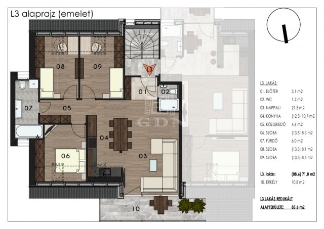 Kiadó téglalakás, albérlet, Komáromban 550 E Ft / hó, 3 szobás