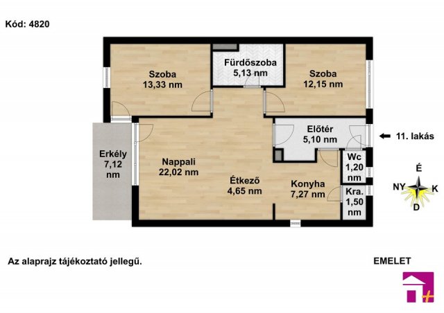 Eladó téglalakás, Érden 83.6 M Ft, 3 szobás