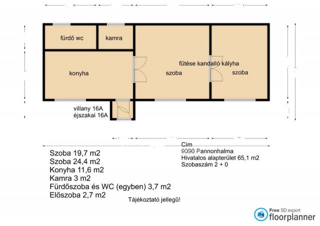 Eladó családi ház, Pannonhalmán 16 M Ft, 2 szobás