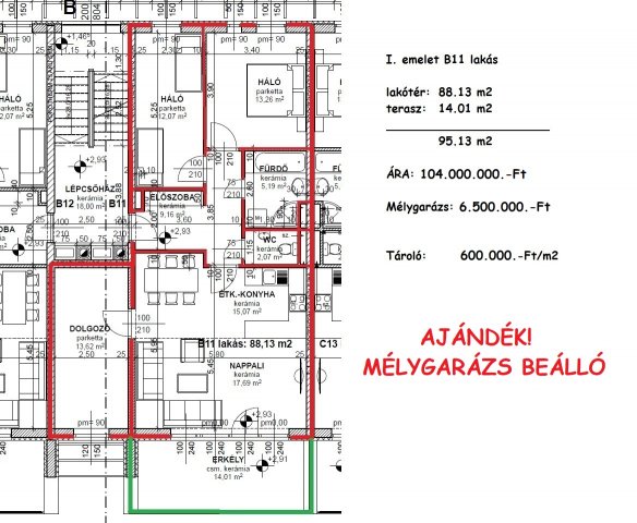 Eladó téglalakás, Sopronban 104 M Ft, 3 szobás