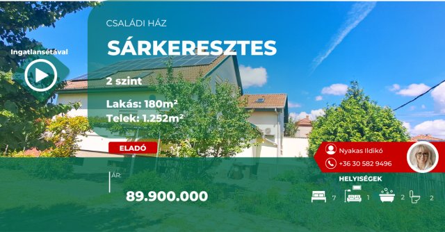 Eladó családi ház, Sárkeresztesen 89.9 M Ft, 7+1 szobás