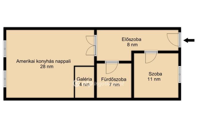 Eladó téglalakás, Budapesten, VI. kerületben 59.9 M Ft, 2 szobás