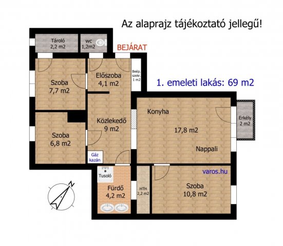 Eladó téglalakás, Győrött 65 M Ft, 2+2 szobás