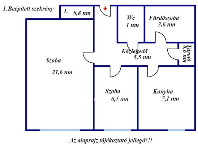 Eladó téglalakás, Kisújszálláson 18 M Ft, 1+1 szobás