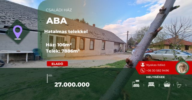 Eladó családi ház, Abában 27 M Ft, 3+1 szobás
