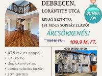 Eladó sorház, Debrecenben 109.9 M Ft, 7 szobás
