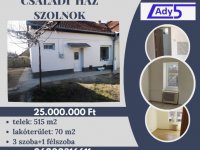 Eladó családi ház, Szolnokon 25 M Ft, 3 szobás